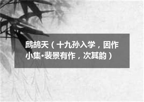 鹧鸪天（十九孙入学，因作小集·裴景有作，次其韵）