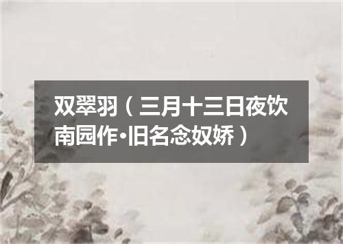 双翠羽（三月十三日夜饮南园作·旧名念奴娇）