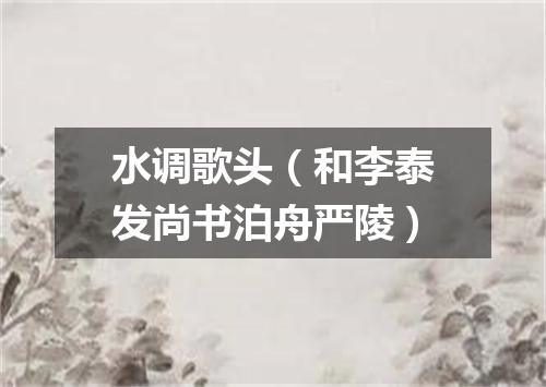 水调歌头（和李泰发尚书泊舟严陵）