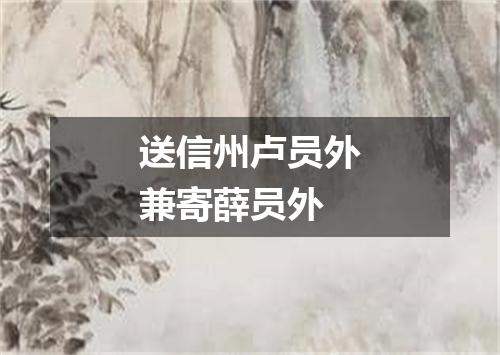 送信州卢员外兼寄薛员外