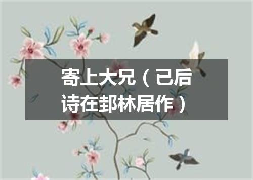 寄上大兄（已后诗在邽林居作）