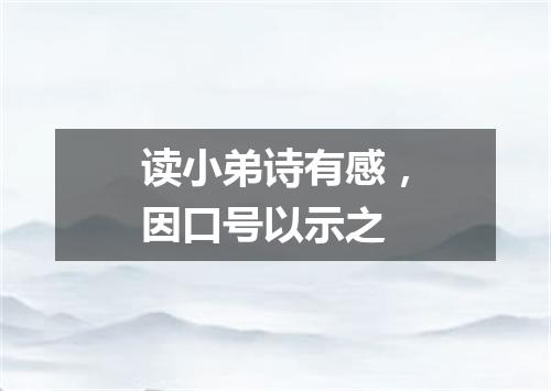 读小弟诗有感，因口号以示之