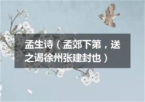 孟生诗（孟郊下第，送之谒徐州张建封也）