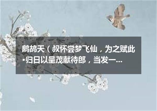 鹧鸪天（叔怀尝梦飞仙，为之赋此·归日以呈茂献待郎，当发一笑）