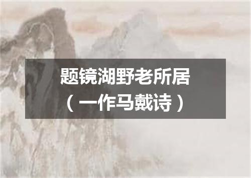 题镜湖野老所居（一作马戴诗）