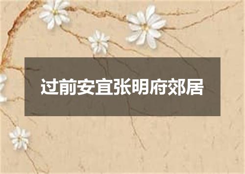 过前安宜张明府郊居