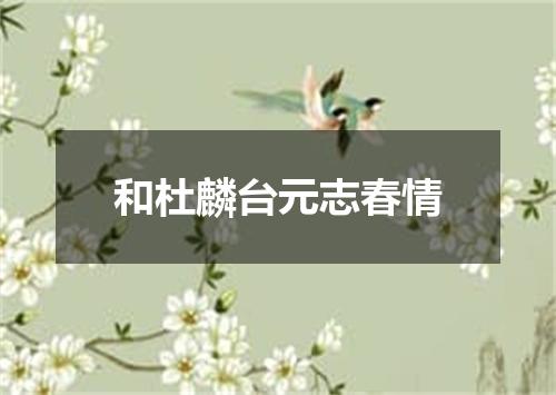 和杜麟台元志春情