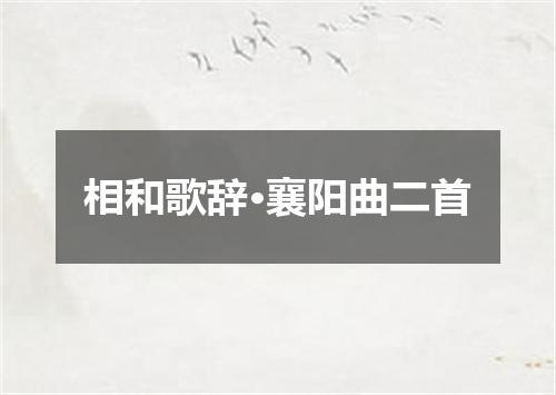 相和歌辞·襄阳曲二首
