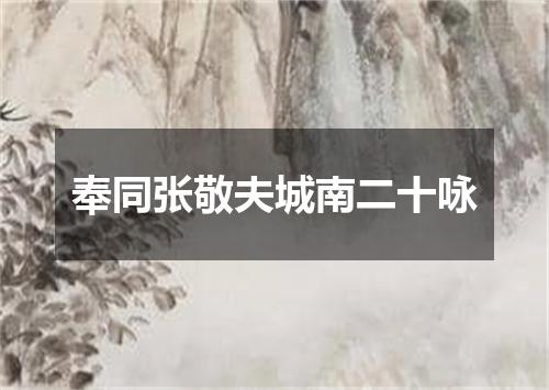 奉同张敬夫城南二十咏