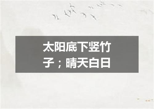 太阳底下竖竹子；晴天白日