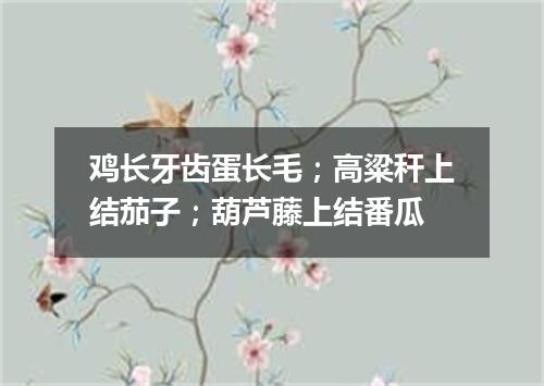鸡长牙齿蛋长毛；高粱秆上结茄子；葫芦藤上结番瓜