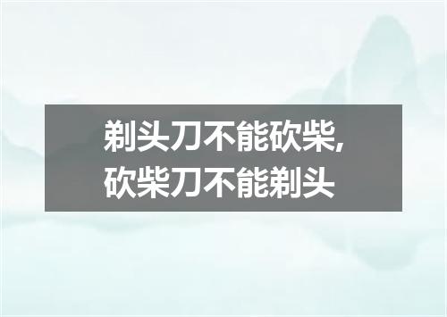 剃头刀不能砍柴,砍柴刀不能剃头