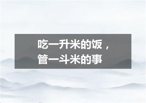 吃一升米的饭，管一斗米的事
