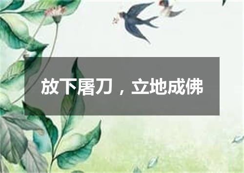 放下屠刀，立地成佛