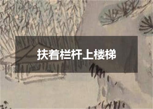 扶着栏杆上楼梯