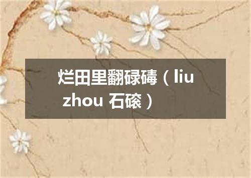 烂田里翻碌碡（liu zhou 石磙）