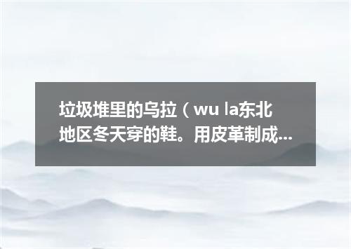 垃圾堆里的乌拉（wu la东北地区冬天穿的鞋。用皮革制成，里面垫乌拉草）