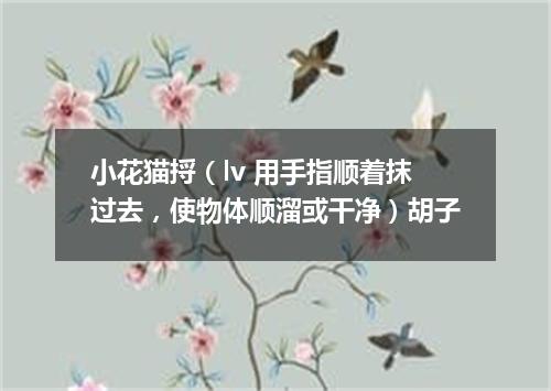 小花猫捋（lv 用手指顺着抹过去，使物体顺溜或干净）胡子
