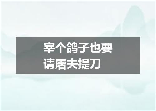 宰个鸽子也要请屠夫提刀
