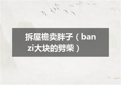 拆屋檐卖胖子（ban zi大块的劈柴）