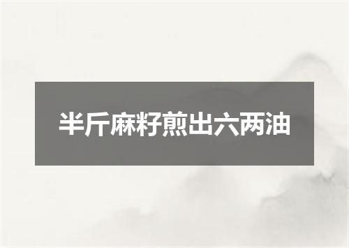 半斤麻籽煎出六两油