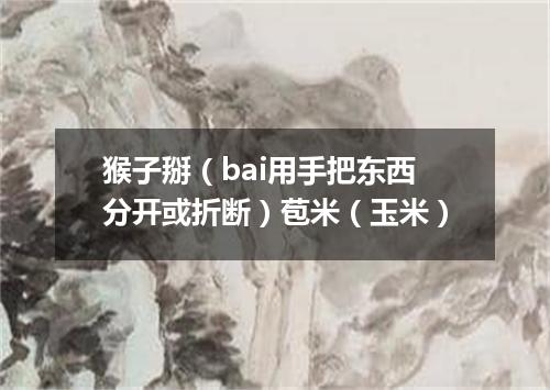 猴子掰（bai用手把东西分开或折断）苞米（玉米）