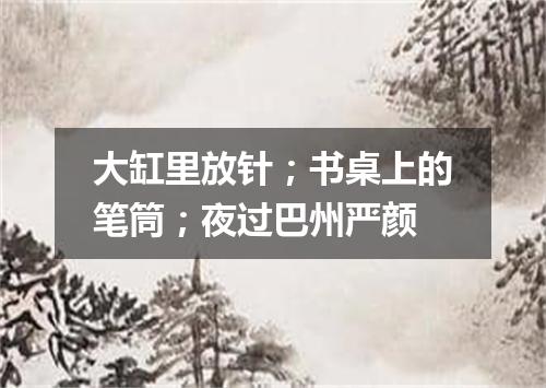 大缸里放针；书桌上的笔筒；夜过巴州严颜