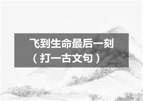 飞到生命最后一刻（打一古文句）