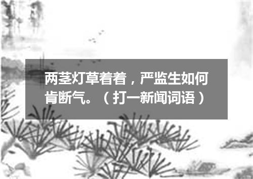 两茎灯草着着，严监生如何肯断气。（打一新闻词语）