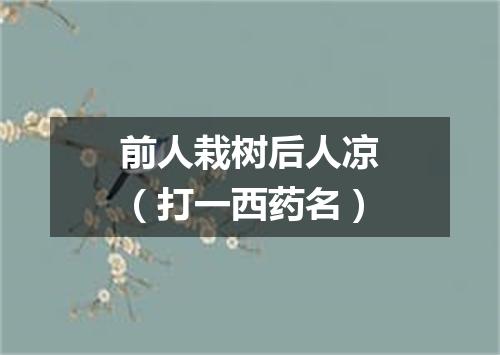 前人栽树后人凉（打一西药名）