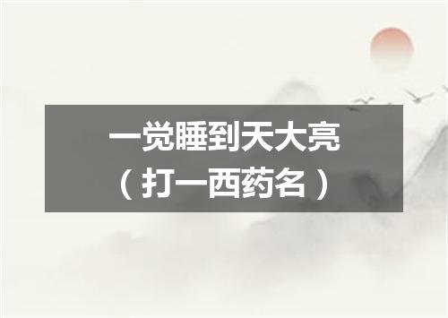 一觉睡到天大亮（打一西药名）