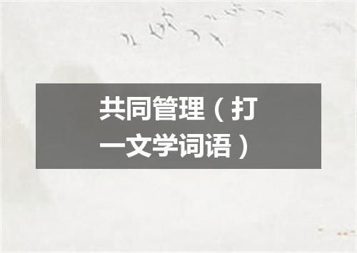 共同管理（打一文学词语）