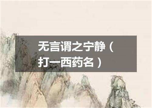 无言谓之宁静（打一西药名）