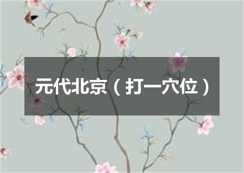 元代北京（打一穴位）