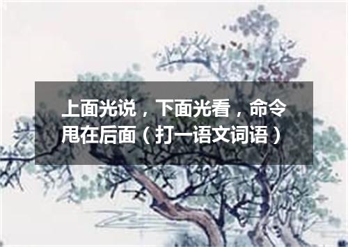 上面光说，下面光看，命令甩在后面（打一语文词语）