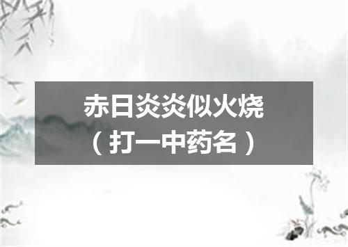 赤日炎炎似火烧（打一中药名）