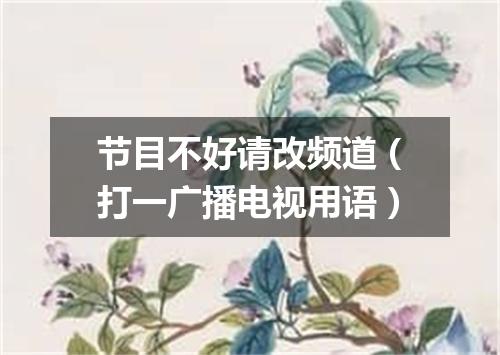 节目不好请改频道（打一广播电视用语）