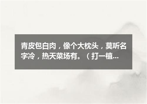 青皮包白肉，像个大枕头，莫听名字冷，热天菜场有。（打一植物）