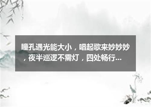 瞳孔遇光能大小，唱起歌来妙妙妙，夜半巡逻不需灯，四处畅行难不倒。（打一动物）