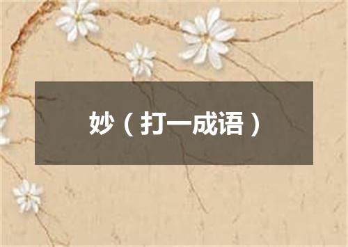 妙（打一成语）