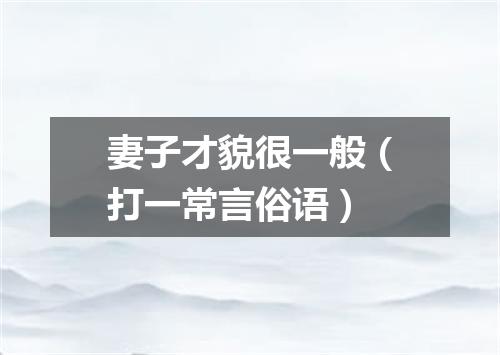 妻子才貌很一般（打一常言俗语）