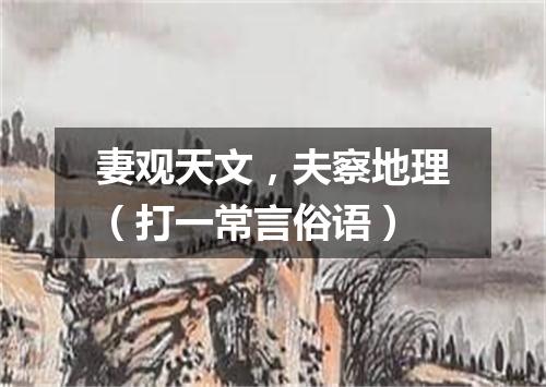 妻观天文，夫察地理（打一常言俗语）