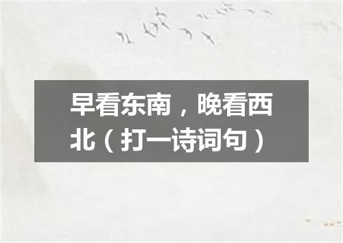 早看东南，晚看西北（打一诗词句）