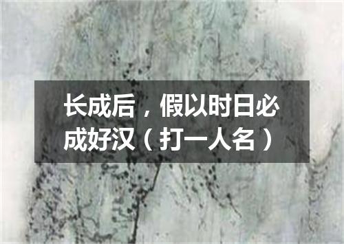 长成后，假以时日必成好汉（打一人名）