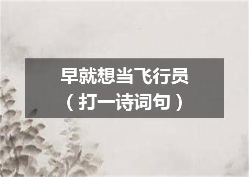 早就想当飞行员（打一诗词句）