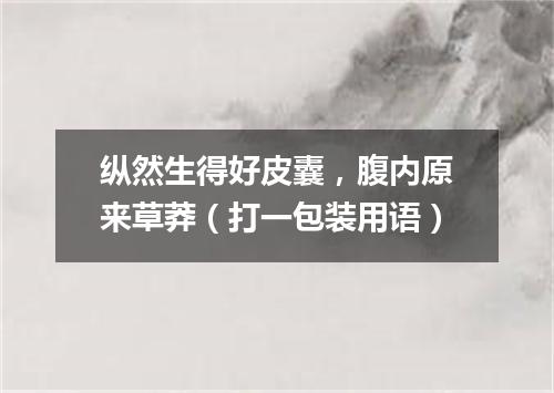 纵然生得好皮囊，腹内原来草莽（打一包装用语）