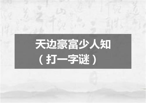 天边豪富少人知（打一字谜）