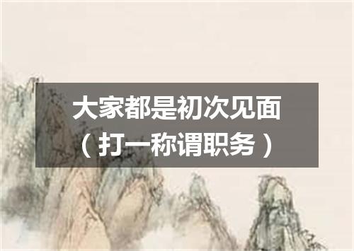 大家都是初次见面（打一称谓职务）