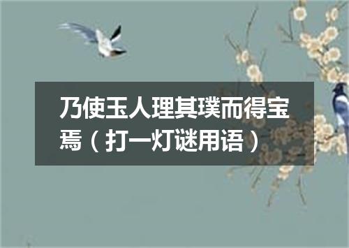 乃使玉人理其璞而得宝焉（打一灯谜用语）