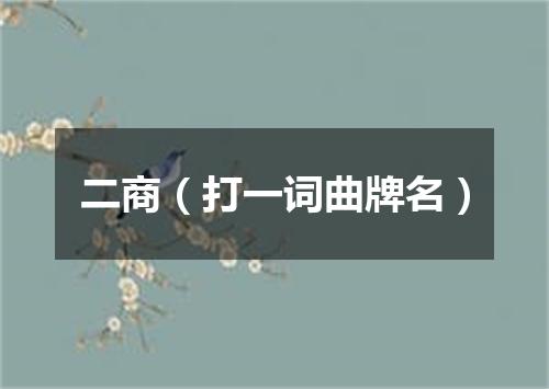 二商（打一词曲牌名）